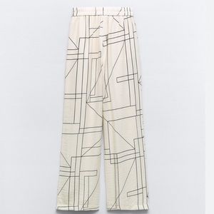 Zara GEOMETRIC PRINT WIDE LEG PANTS